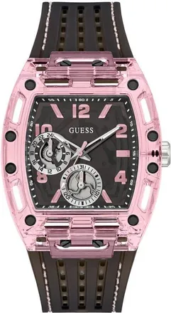 Guess Sporting Pink & Black Multifunction Silicone Strap Watch, 42mm x 43mm at Nordstrom