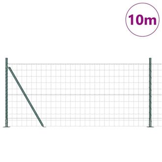 Berkfield Home Green Euro Fence with 7 Flanged Posts 0.8x10 m Galvanised Steel