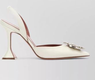 Amina Muaddi satin begum pumps embellished pointed toe slingback