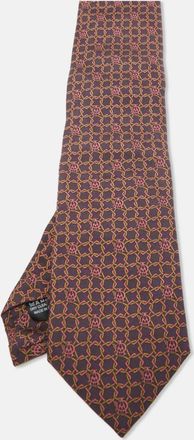 Dunhill Dark Purple Geometric Print Silk Tie