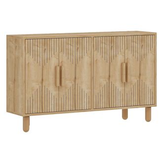 Dmora Aparador Colzano, Alacena 2 Estantes, Puerta Batiente, 4 Puertas, 120x30x74h Cm Roble Marr&oacute;n