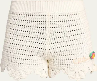 Chlo&eacute; Organic Cotton Crochet Knit Shorts