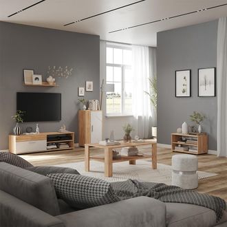 Vicco Conjunto De Sal&oacute;n Berno, Roble Dorado/blanco, Juego De 4 Piezas, Vicco