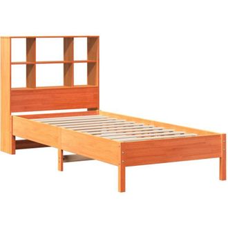 vidaXL Bookcase Bed without Mattress Wax Brown 100x200 cm Solid Wood Pine vidaXL