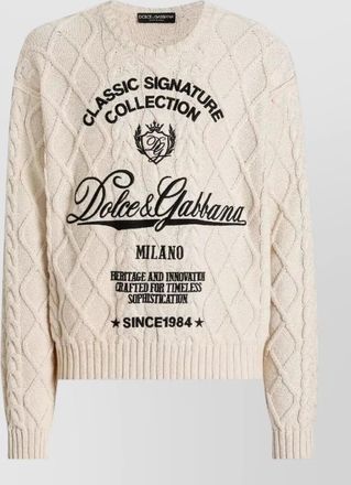 Dolce & Gabbana pullover crew neck cable knit graphic