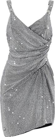 Philipp Plein Mini Jurk met Kristallen - Dames - Feestkleedjes - Grijs - XS - Polyester - Kleedjes