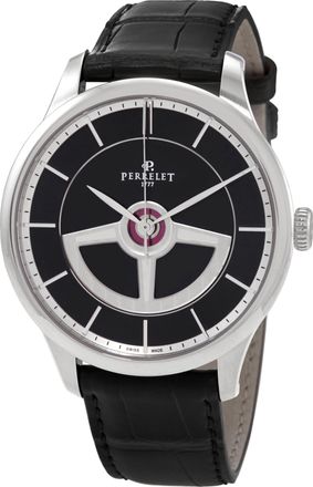 Perrelet First Class Double Rotor Black Grained Dial Automatic Mens Watch A1090/2
