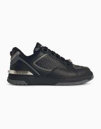 Versace Mens VERSACE BIGGIE BASKET LEATHER SNEAKERS - Black - Size: 11