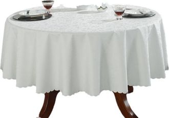 OEM Mantel Redondo Impermeable De Pu, Protege La Mesa, F&aacute;cil De Limpiar, Estilo Europeo (blanco Roto, 240 Cm De Di&aacute;metro)