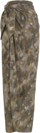 Cortana Pareo- zijden rok grijs metalen print- - Dames - Maxi Rokken - Grijs - L - Rokken