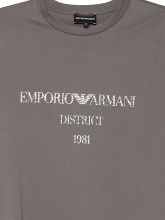 Emporio Armani Logo-Print Cotton T-shirt - Grey