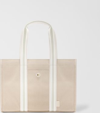 Furla Duna Borsa Shopping L Toni Naturale Multicolore Tessuto Canvas + Tessuto A Righe Donna