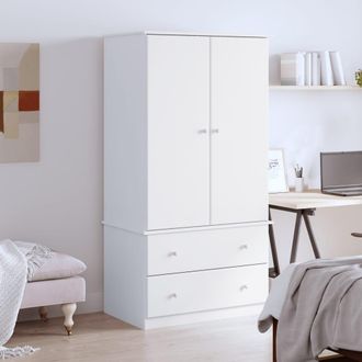 vidaXL Armario Alta Madera Maciza De Pino Blanco 90x55x170 Cm Vidaxl