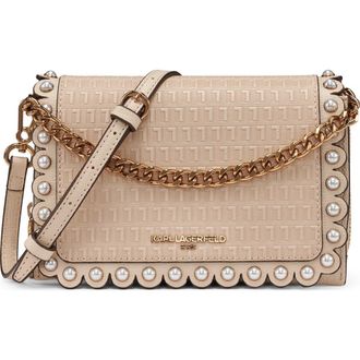 Karl Lagerfeld Lourdes Leather Crossbody in Brie at Nordstrom Rack