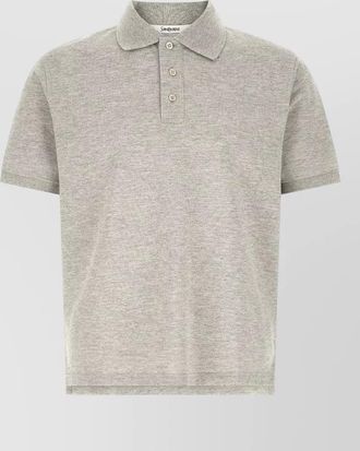 Saint Laurent embroidered cotton blend polo shirt