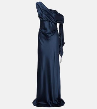 The Sei Draped one-shoulder silk charmeuse gown