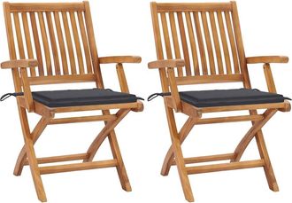 vidaXL Vidaxl - Sillas De Jard&iacute;n 2 Uds Con Cojines Antracita Madera De Teca