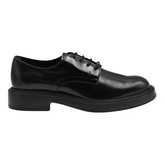 Tod's Tods, Business Shoes, male, Black, Size: 10 US Black Flat Derby Shoes Logo Passal