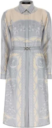 Versace Light Blue Barocco-print Shirt Dress