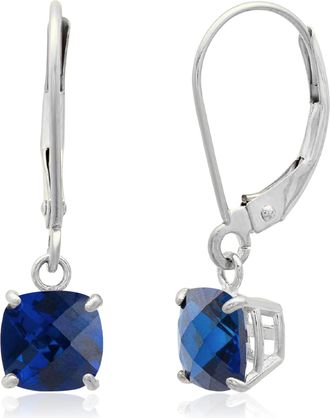 MAX + STONE Solid 10K Yellow, White or Rose Gold 6mm Cushion Cut Gemstone Dangle Earrings