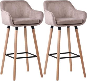 Clp Set di 2 sgabelli da bar in velluto Grant grigio chiaro