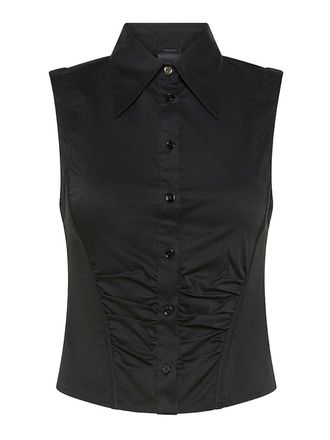 Pinko Clio Front-Ruched Cotton Shirt