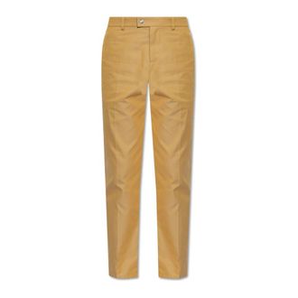 Burberry Broeken, Heren, Geel, XL, Katoen, Plooitjesbroek