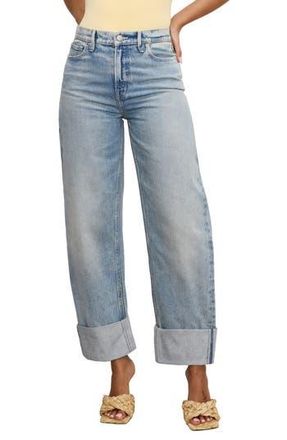 Good American Good Standard High Waist Ankle Barrel Jeans in Indigo890 at Nordstrom Rack, Size 4