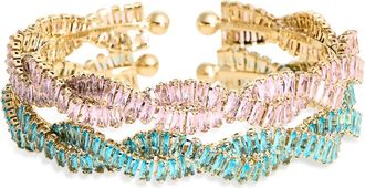 Tasha Set of 2 Crystal Cuff Bracelets in Blue/Blush at Nordstrom Rack