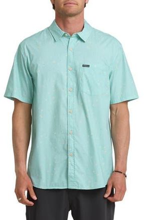 Quiksilver Ditsy Blossom Floral Classic Short Sleeve Cotton Button-Up Shirt in Blue Haze at Nordstrom Rack, Size Xx-Large
