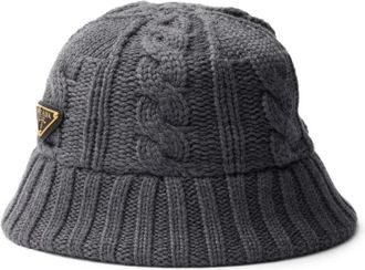Prada Cappello bucket in maglia a trecce - Grigio