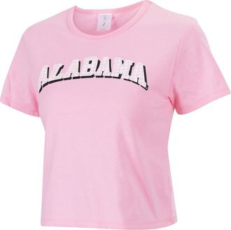 ZooZatZ Womens ZooZatz Pink Alabama Crimson Tide Gingham Logo Cropped T-Shirt at Nordstrom, Size Medium