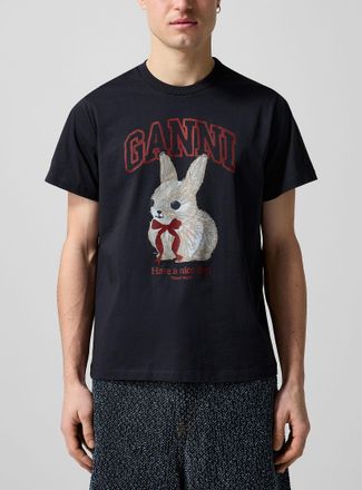 Ganni Mens Bunny logo T-shirt