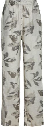 Emporio Armani Patterned Linen Wide Leg Pants in Light Grey at Nordstrom, Size 38