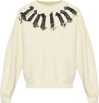 Palm Angels Katoenen sweatshirt met print - Heren - Sweatshirts - Geel - L - Katoen - Hoodies & sweatvesten