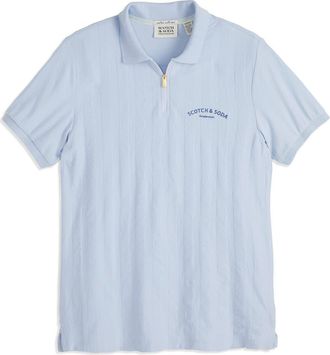 Scotch & Soda Popcorn Piqué Zip Polo in Kentucky Blue at Nordstrom Rack, Size X-Large
