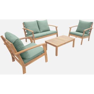 Sweeek Salotto da giardino in legno a 4 posti