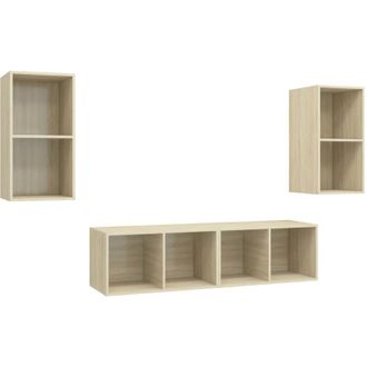 vidaXL Vidaxl - Muebles De Sal&oacute;n De Pared 4 Pzas Madera Ingenier&iacute;a Roble Sonoma
