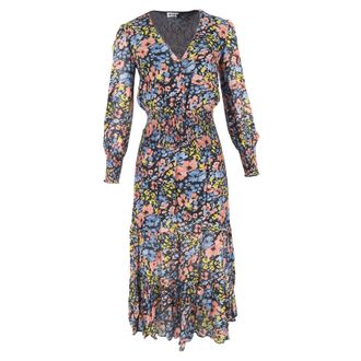 Rixo Maya Shirred Maxi Dress in Floral Print Cotton