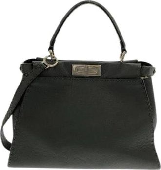 Fendi Pre-owned Selleria Calf Handbag - Dames - Vintage Handtas - Grijs - ONE Size - Leer - Vintage