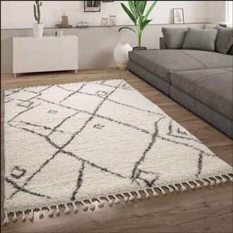 Paco Home Paco Home Alfombra Salón Pelo Largo Shaggy Escandinava Flecos Mullida Moderna 240x340 cm, Crema 2