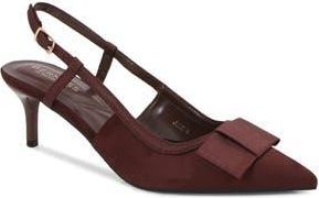 Berness June Bow Pointed Toe Slingback Kitten Heel Pump in Brown at Nordstrom Rack, Size 7.5