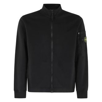Stone Island Zip-throughs, male, Black, Size: 2XL Cotton Fleece Track Jacket