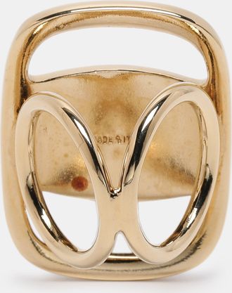 Ferragamo Gold Tone Metal Vara Scarf Ring