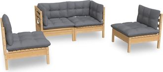 vidaXL 4 Pcs Garden Lounge Set + Grey Pin Solid Pin