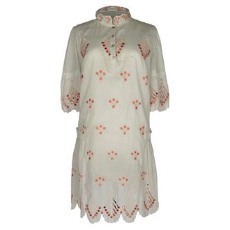 Temperley London Embroidered Mini Dress in White Cotton