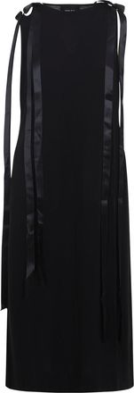 Simone Rocha Womens Bow Ribbon Tail Dress - Black Lyocell - Size Small