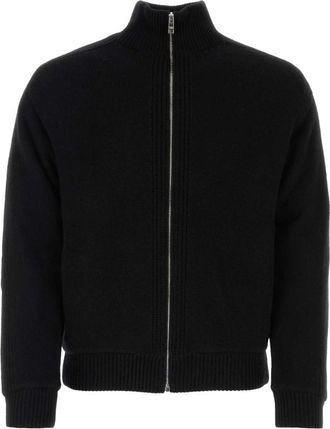Prada Black Logo Wool Cardigan