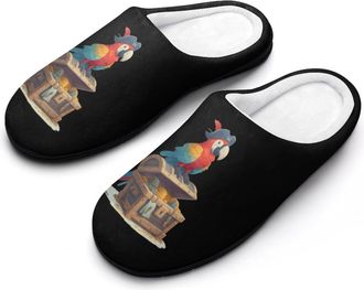 Generic Sea Parrot Funny Mens Cotton Slippers Soft Non-Slip Rubber Sole House Slipper Indoor Outdoor