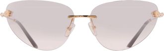 Versace Brown Mirror Silver Cat Eye Ladies Sunglasses VE2281 10028Z 64
